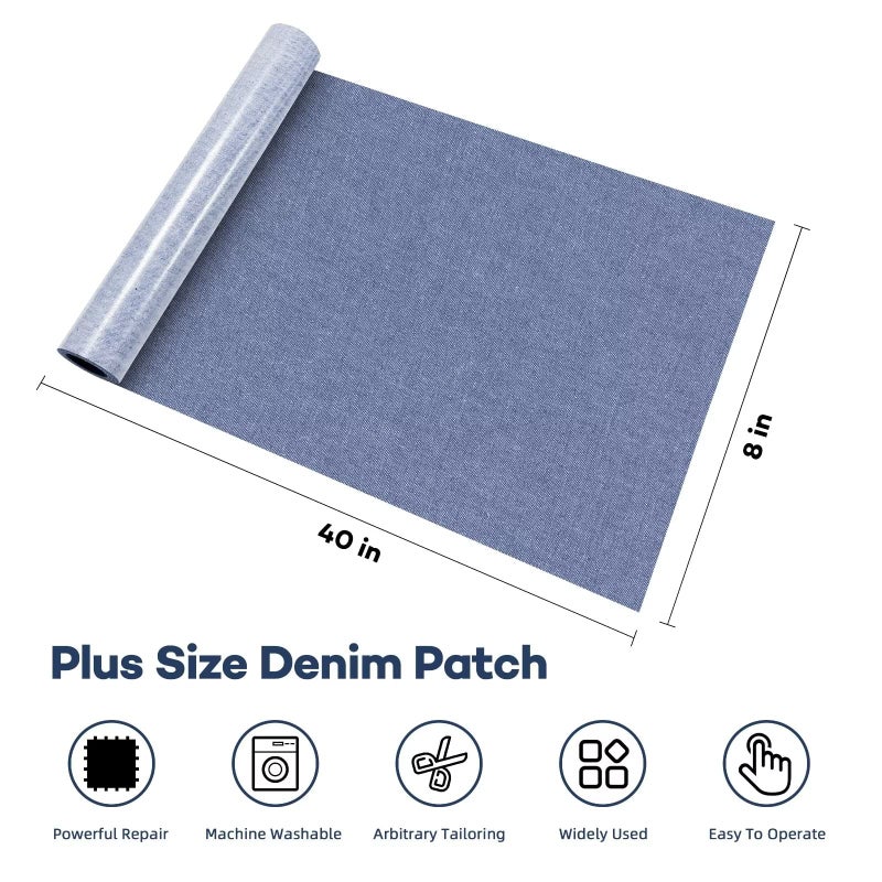 Azobur Extra Large Patches for Jeans  Extra Large Iron on Patches for Jeans  Denim Patch for Denim Inside and Outside  for Jeans Clothing Hole Repairing and Decoration(Blue) - Image 2
